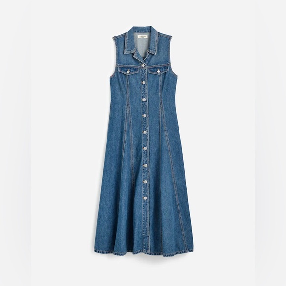 Madewell Pleated Midi Shirtdress in Billings Wash: Airy Denim Edition Sz 8 EUC - Picture 5 of 12